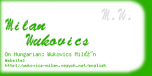 milan wukovics business card